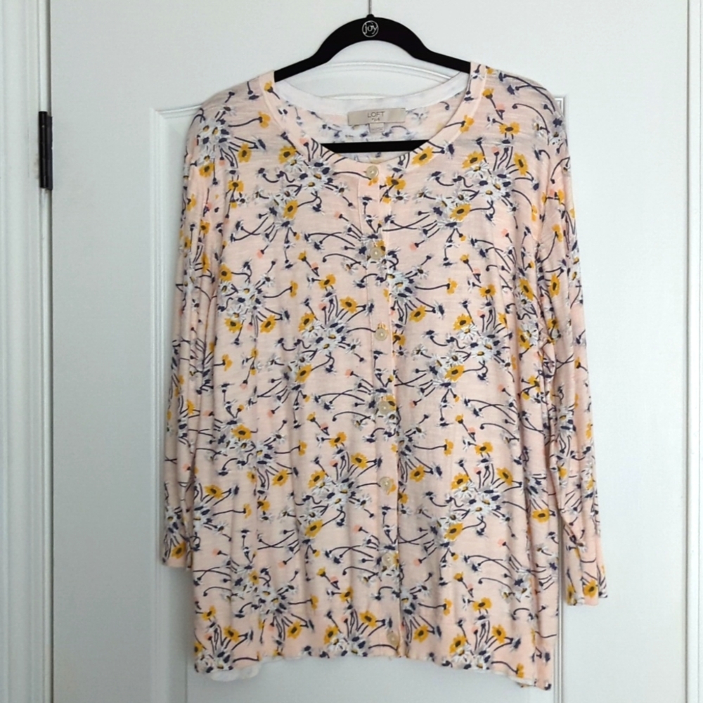 Loft Plus Blush Floral Cardigan, 20-22